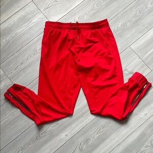 ZYIA Red Womens Jogger Sweatpants with Zipper Ankles
